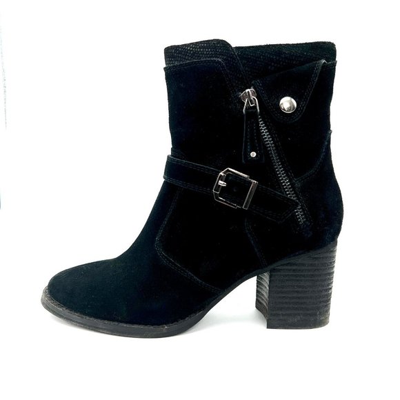Blondo Waterproof Suede Leather Heeled Moto Booties Chunky Heel Winter Boots 7.5 - Picture 11 of 11